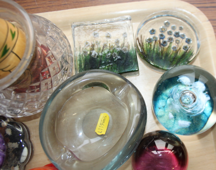 A Mdina glass scent bottle, four glass paperweights, other glass, various, and two Russian nesting - Image 3 of 3