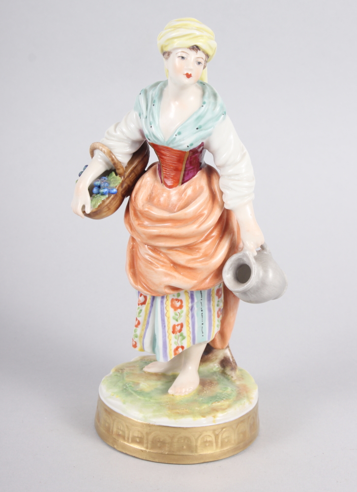 A pair of Continental figures, flower sellers, 7 1/2" high - Image 5 of 7