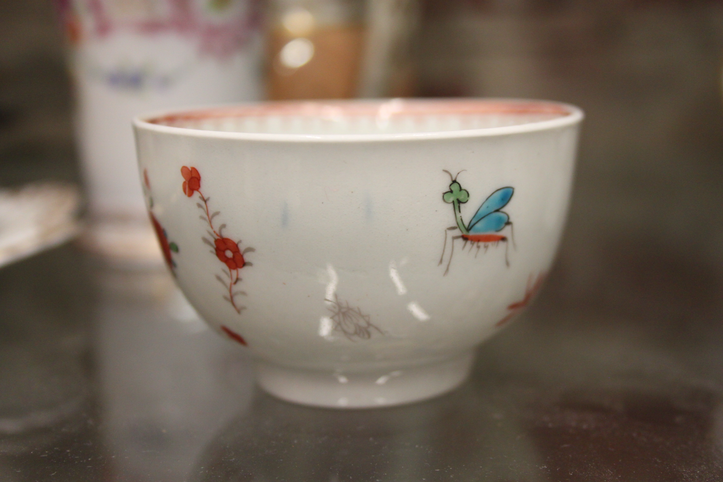 An 18th century English porcelain tea bowl, decorated insects and flowers, a Ridgeway jug with - Image 14 of 29