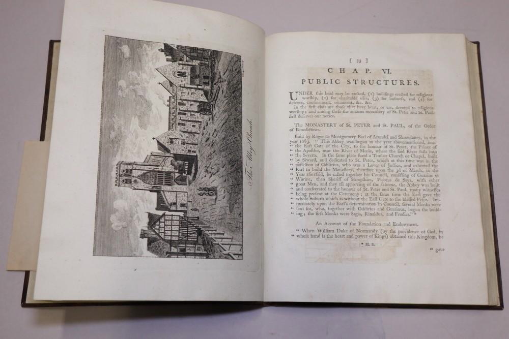 T Phillips: "The History and Antiquities of Shrewsbury", 1 vol illust, calf, 1779 (Sir James - Image 5 of 6