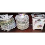 Seven Bernardaud Limoges "Desirade" plates, twelve floral and gilt decorated plates, a square