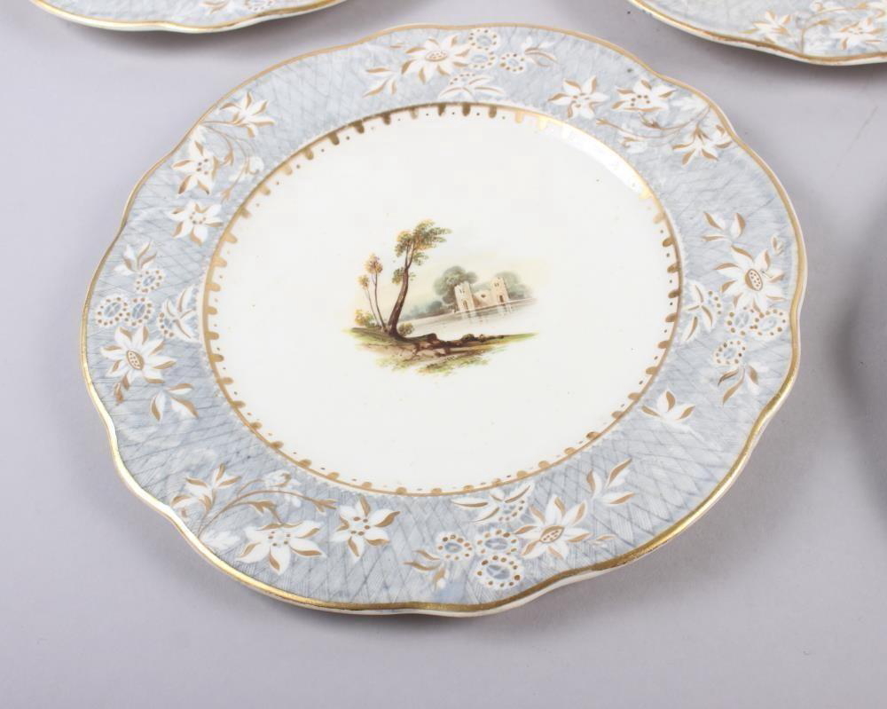 A Rockingham porcelain part dessert service, comprising six plates and two dessert dishes with