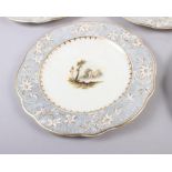 A Rockingham porcelain part dessert service, comprising six plates and two dessert dishes with