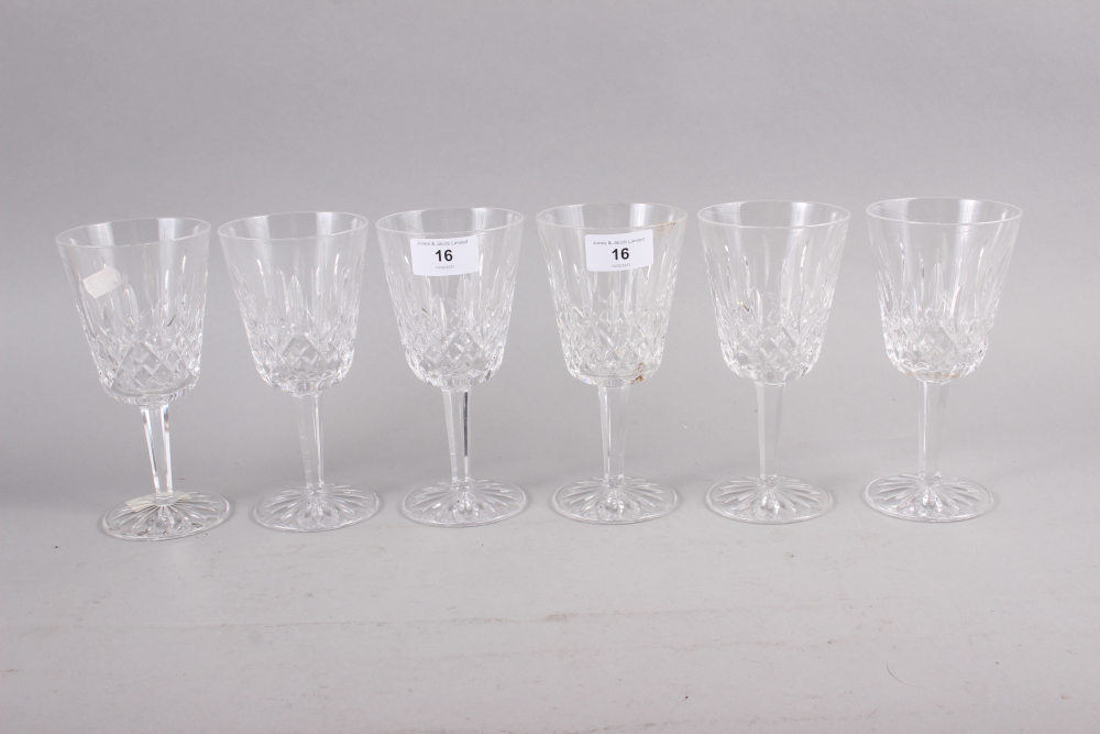 Six Waterford glass "Lismore" pattern goblets, 7" high