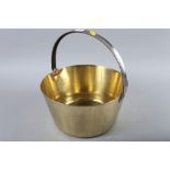 A 19th century polished brass and steel handled preserving pan, 11 3/4" dia