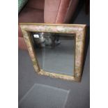 A gilt and floral painted frame wall mirror, plate 17" x 13"