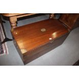 An Oriental hardwood brass bound chest with carrying handles, 18 1/2" x 41"