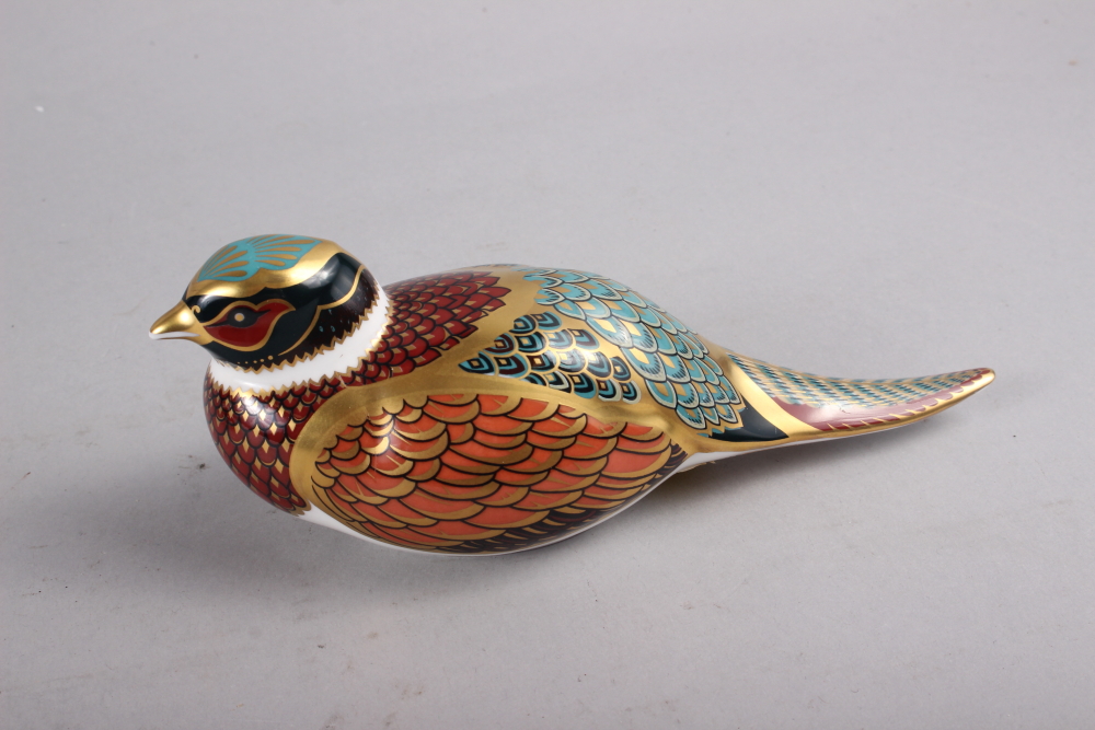 A Royal Crown Derby owl paperweight with gold stopper, 4 1/2" high, and three other similar Royal - Image 2 of 6