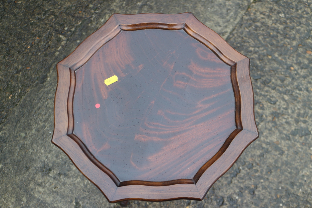 A mahogany and banded oval tray top wine table, 19" wide x 16" deep x 21" high, a mahogany shape top - Image 6 of 6