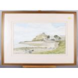 Leuan Williams: two watercolour and bodycolour studies, views of Criccieth Castle, 12" x 18" and