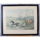 Henry Alken: a set of four early 19th century hand-coloured aquatints, hunting scenes, in ebonised