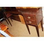 A mahogany inverse break bowfront sideboard, fitted four drawers, on square taper supports, 78" wide