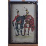 A 19th century watercolour study, Highland figures in tartan dress, H Lowes, 1887: watercolour