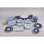 A quantity of Wedgwood jasperware, including pin dishes and jars, various