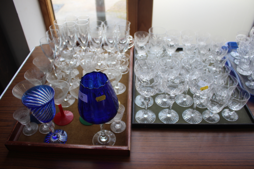 A Stuart Crystal part table service, and a quantity of other glassware, including coloured glass