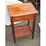 A mahogany two-tier bedside table, fitted one drawer, on moulded supports, 13 1/2" wide x 17" deep x