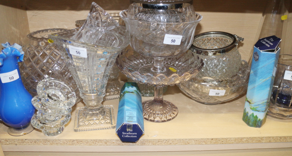 A cut glass globular vase, a pair of tapering vases and other glassware, various - Image 3 of 3