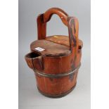 A Japanese softwood water bucket, 13 1/2" high