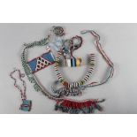 A Zulu beadwork necklace, a divination box and other beadwork collected by Sir Frank Baddley,