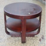 An Art Deco design hardwood two-tier occasional table, 26" dia x 24" high, a smaller similar