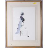 Honoria D Marsh, 1975: a watercolour double portrait silhouette, Mrs Dashwood and her daughter