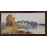 Alfred Mitchell: two watercolours, "Bisham Abbey" and "Marlow Lock", 6 1/2" x 13 1/2" and 6 1/4" x