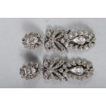 A pair of white metal and paste set Victorian style drop earrings