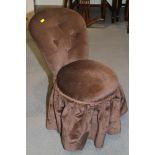 A child's bentwood and padded side chair, upholstered in a brown corded fabric