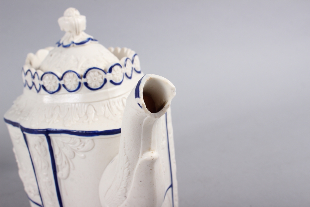 A Castleford teapot with classical figure decoration, 6 1/4" high, and another similar with floral - Image 2 of 10