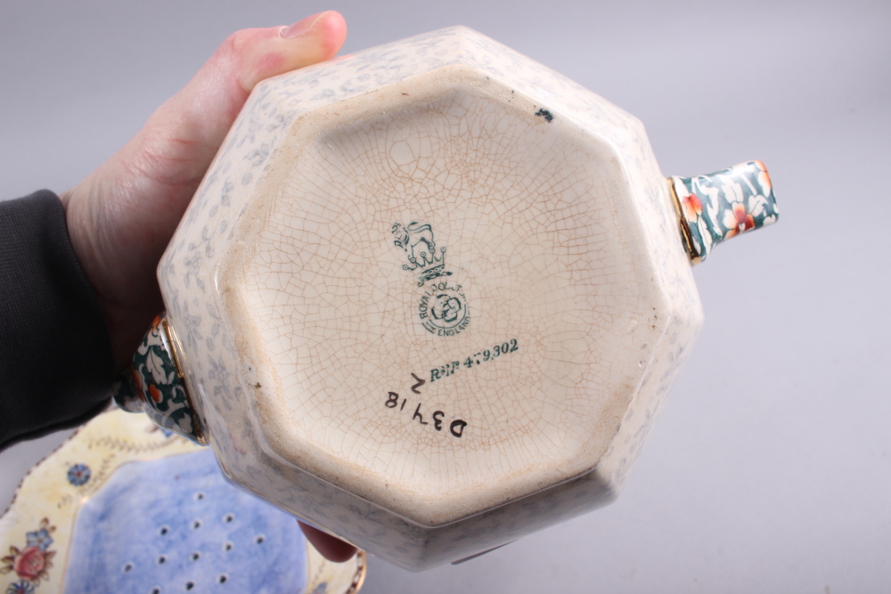 A Royal Doulton floral decorated teapot and matching milk jug, a cress dish, a pair of cut glass - Image 3 of 5