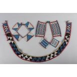 Two Zulu beadwork necklaces and a companion belt collected by Sir Frank Baddley, colonial