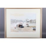 Tony Henderson: watercolours, "Slipway repairs", 10 1/4" x 13 1/2", in wooden strip frame