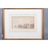 David G Baxter: a watercolour sketch, landscape in autumn, 4" x 6 3/4", in wash line mount and strip