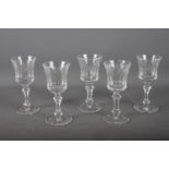 Five Waterford cut glass wines, 6" high