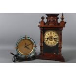 An Art Deco Smith Sectric electric mantel clock, 8" high, and a late 19th century polished as walnut