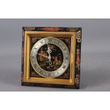 A Chelsea "Electrometer" electric mantel clock, in chinoiserie lacquered case, 7" square