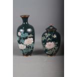 A Japanese cloisonne hexagonal-shaped baluster vase with floral decoration, 9 1/2" high, and a
