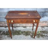 A late Georgian mahogany, shell paterae inlaid and banded side table, fitted one drawer, on square