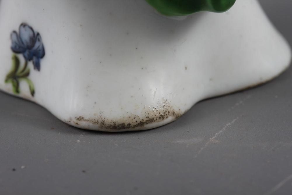 A Longton Hall cream jug with openwork twist handle and leaf relief decoration and enamel floral - Image 11 of 11