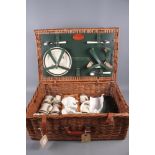 A Pointers of London bone china picnic set, decorated sporting themes (equestrian, fishing, etc), in