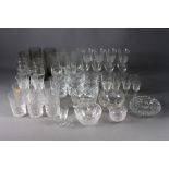 A quantity of glassware, including a set of six tumblers, similar highball glasses, smokey