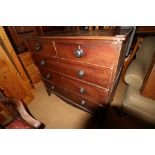 A 19th century mahogany chest of two short and three long graduated drawers with knob handles, on