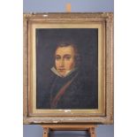 A 19th century oil on canvas: study of an unknown gentleman, 17" x 13 1/2", in gilt frame