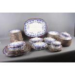 A Royal Crown Derby blue and white part dinner service, decorated floral swags with gilt borders,