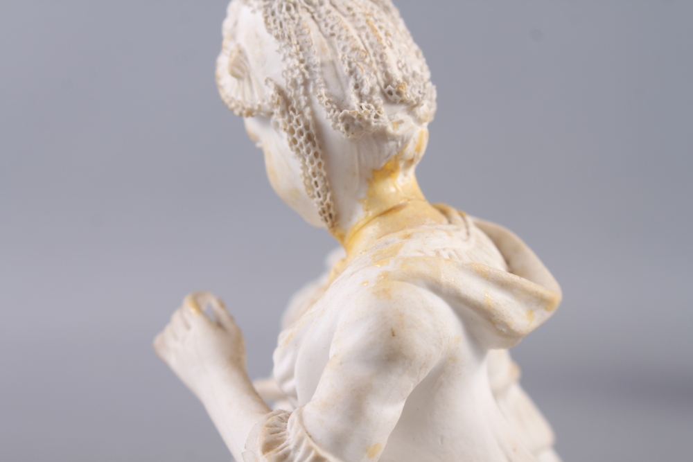 An 18th century Derby bisque figure of a woman with a bird in a cage, 6" high (restored), a 19th - Image 4 of 12