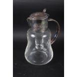 A Pimm's jug with ice reservoir and silver plated mounts, 12" high