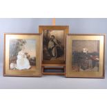 H Newton: three early Victorian watercolour portraits, unknown women, two 13" x 11 1/2" and one