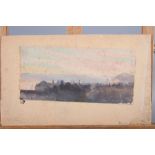 W L Wylie: a watercolour silhouette of a coastal town, Boulogne, 4" x 8", unframed