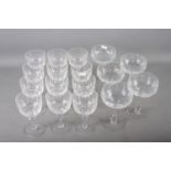 Nine "Cristal de Paris" cut glass pedestal wines, 6 3/4" high