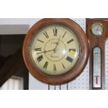 A late 19th century mahogany circular dial wall clock with painted dial by J Dodd Inverness, dial 9"